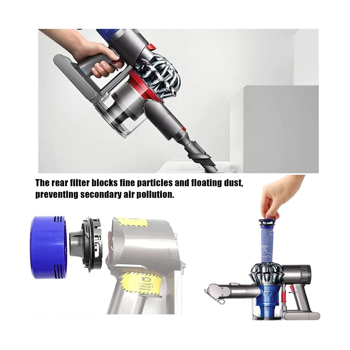Dyson v7 v8掃除機用の交換用リアエンジンカバーとプレフィルターセット,掃除機アクセサリー