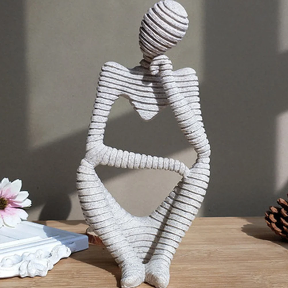 

Resin Abstract Man Sandstone Finish Craft for Home Office Desktop Decoration Creative Aesthetic Ornament Thinking Pose