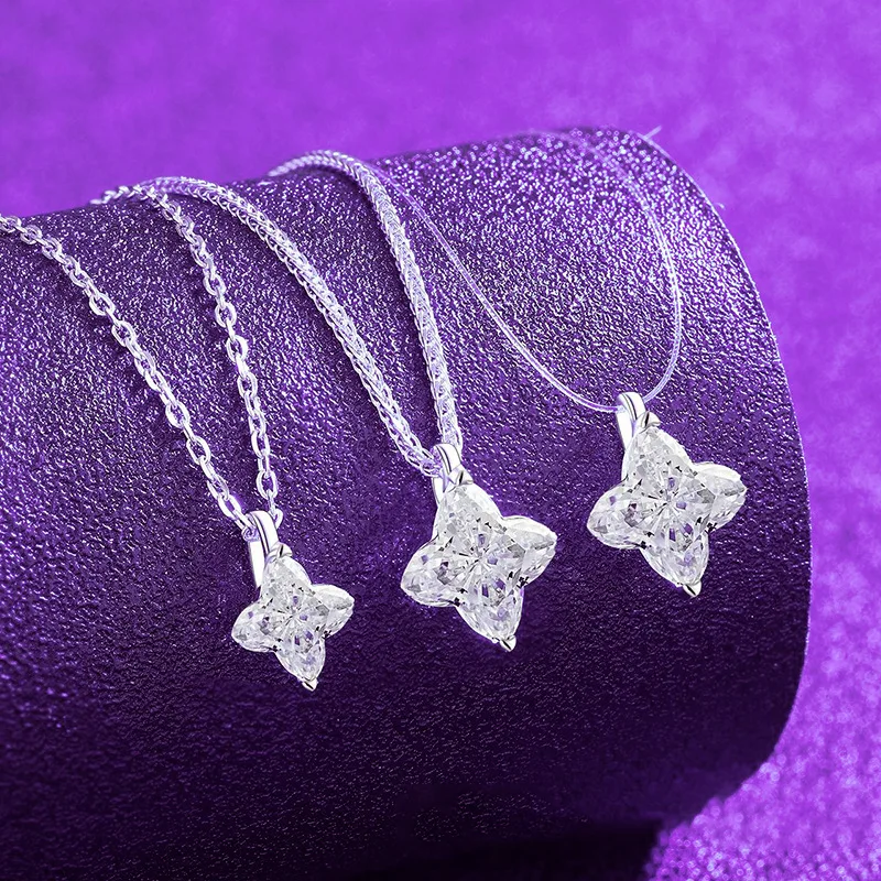 

S925 Silver White Gold Plated 3CT D Color Moissanite Cross Star Pendant Necklace for Women, Exquisite Jewelry.