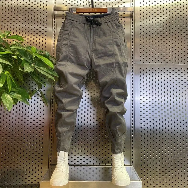 

Весенне-осенние мужские красивые повседневные брюки Ruffian, модные универсальные шаровары, черные модные брендовые брюки в стиле хип-хоп с узким галстуком