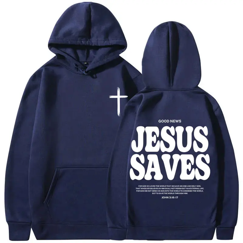 Christian Good News Jesus Saves for God So Loved Bible Verse Graphic Hoodie Men Women Fashion Casual Oversized Hoody Sweatshirt