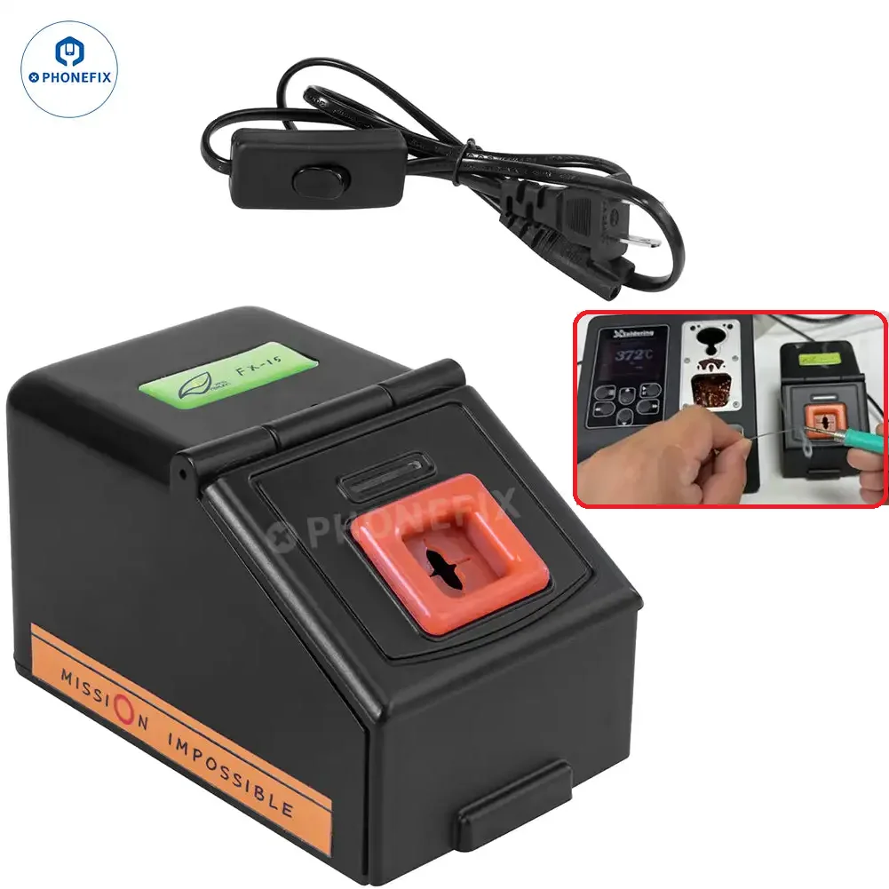 DIYPHONE FX-15 Automatic Soldering Tip Cleaner Portable Iron Head Cleaning Tool for C210 C115 C245 T12 936 Soldering Iron Tips