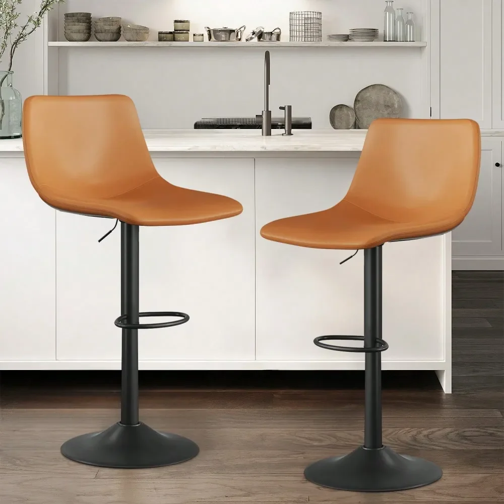 

Bar Stools Sillas Para Barra AltaBar Stools Set Of 2, Adjustable Bar Stools With Back, Modern PU Leather Swivel Height Adjustabl