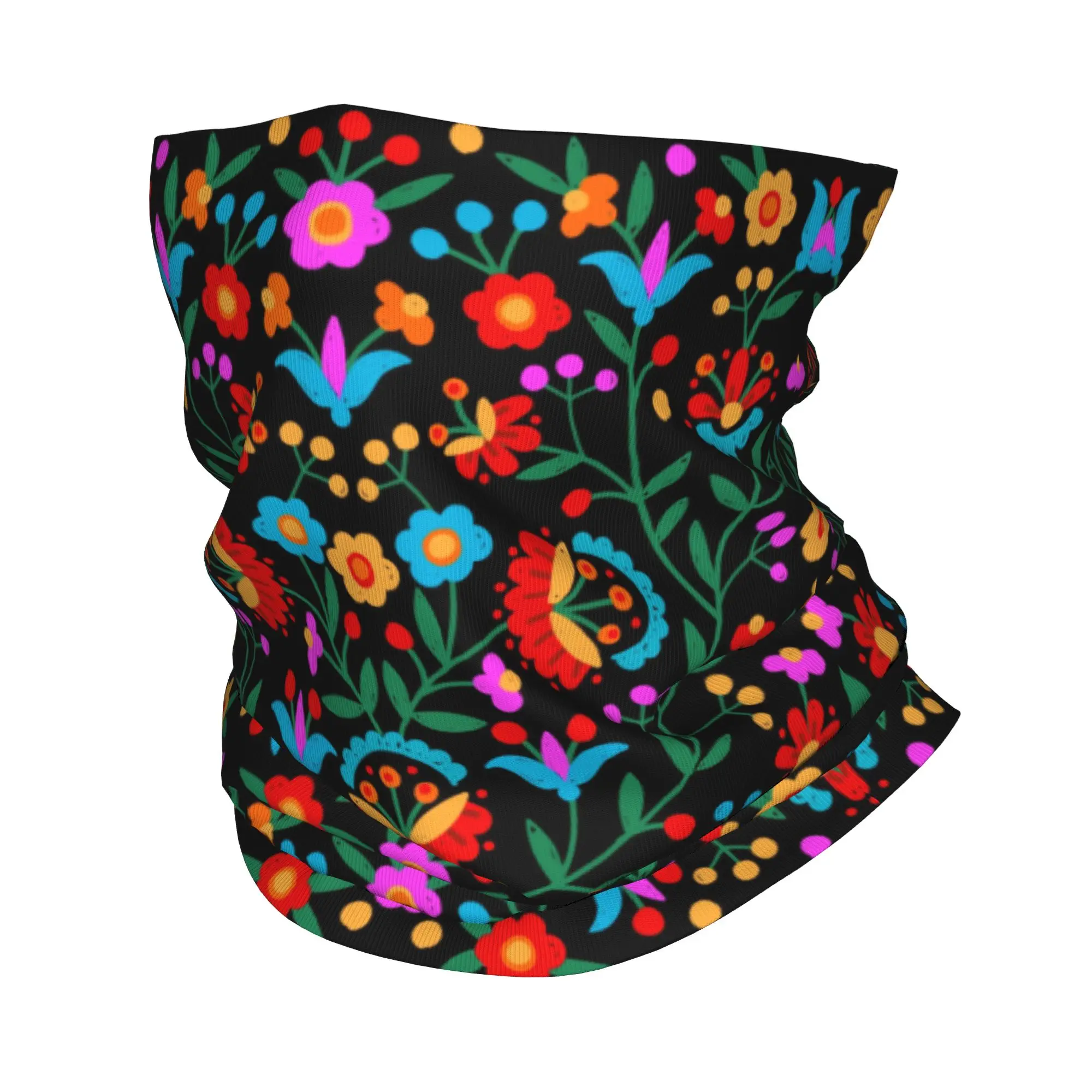 Colourful Floral Mexican Flower Winter Headband Neck Warmer Men Women Hiking Hunting Tube Scarf  Face Bandana Gaiter
