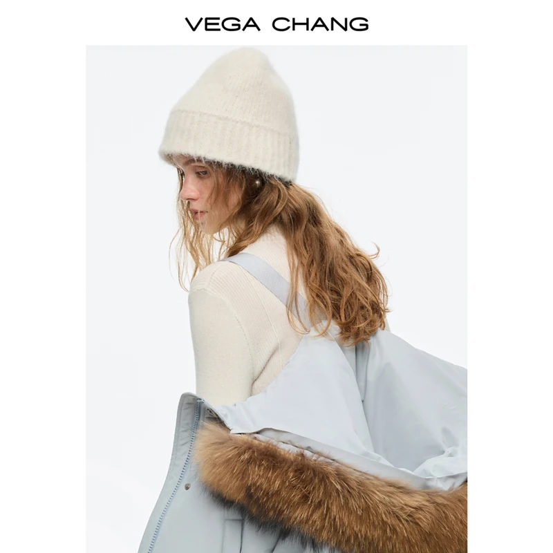 Vega Chang New Winter Women's down Jacket with Detachable Raccoon Fur Collar Dupont Three-Proof down Jacket