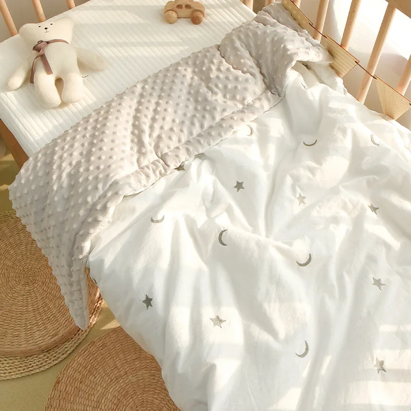 Baby Cotton Quilt Embroidered Air Conditioner Quilt Bean Bean Velvet Quilt Kindergarten Quilt Universal in All Seasons