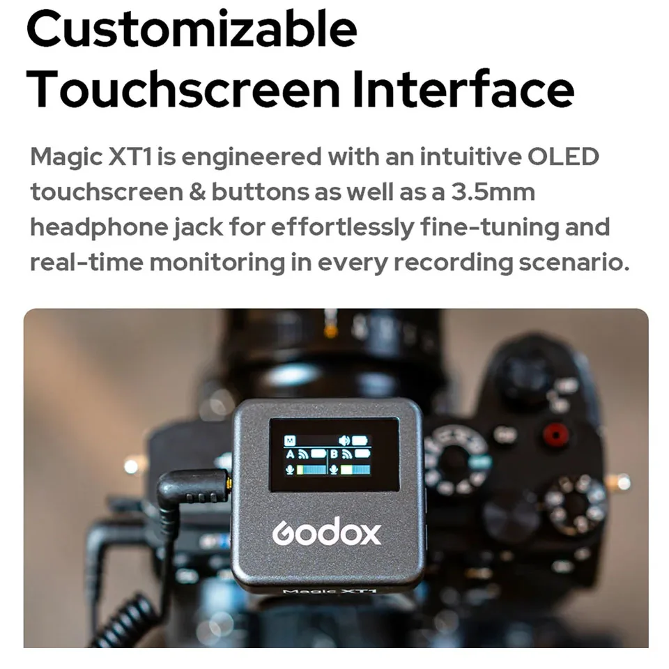 Godox Magic XT1 2.4 جيجا هرتز نظام ميكروفون لاسلكي 200 متر LOS Range Pro معالجة الصوت UAC دعم تسجيل الصوت الرقمي