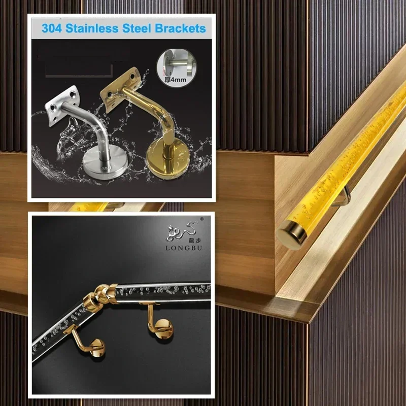 درج كريستال أكريليك فقاعي، درابزين حائط آمن مضاد للانزلاق للمنزل، قاعة المعارض، الفيلا، ديكور الممر، 100-220