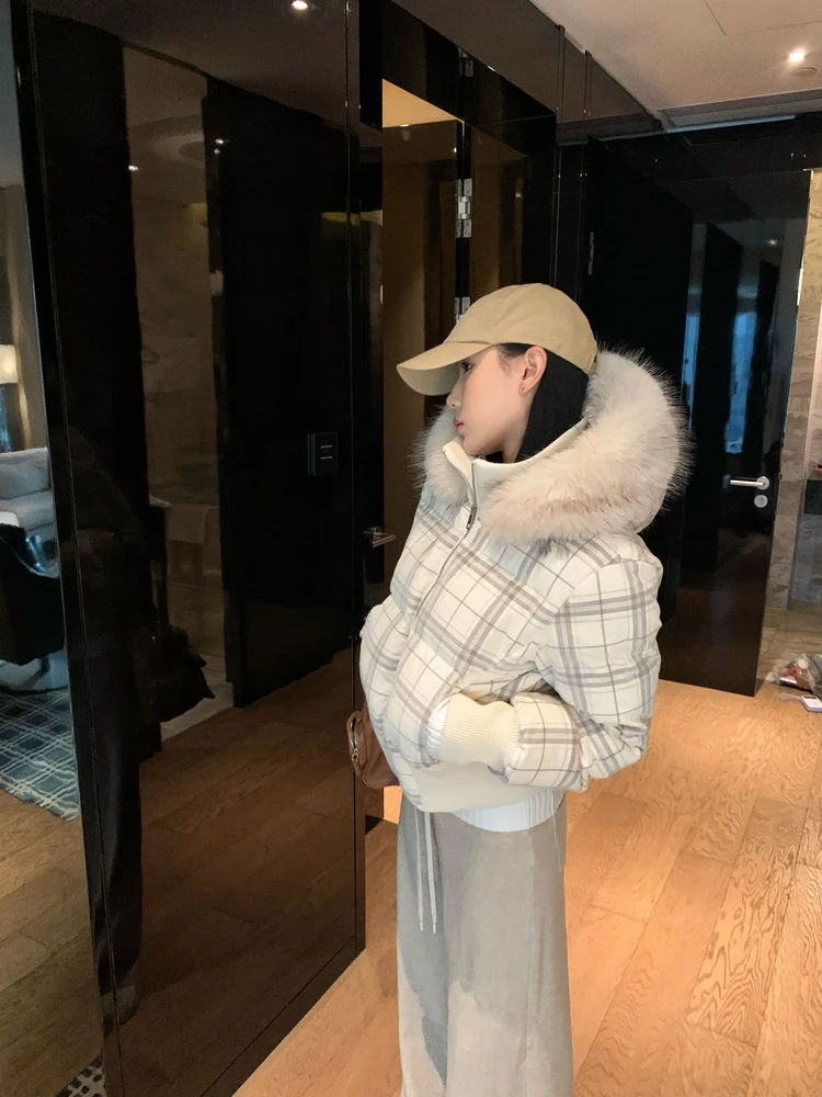 

Теплая куртка Du down Jaet с большим меховым воротником, корейское свободное женское пальто свободного покроя, Thiened Long Sve, застежка-молния