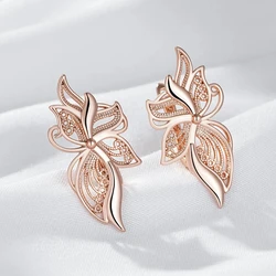Wbmqda Classic 585 Rose Gold Color Hollow Flower Drop Earrings For Women Ethnic Bride Wedding Fine Jewelry Accessories