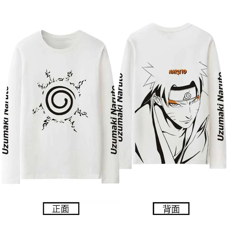 Naruto Co-signed Long Sleeve T-shirt Men Loose Sasuke Naruto Four Generations Around Children's Clothing Autumn Top