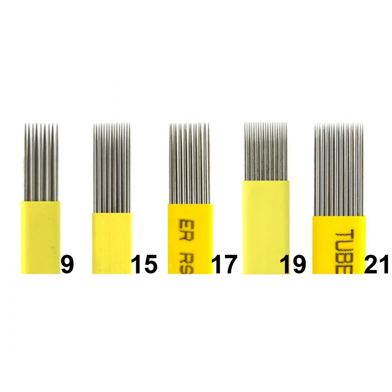 

50pcs Mixing 9/15/17/19/21 Pin Microblading Shading Blade Tattoo Needles DOUBLE ROW Microblading Needle Fog Eyebrow Lips Needle