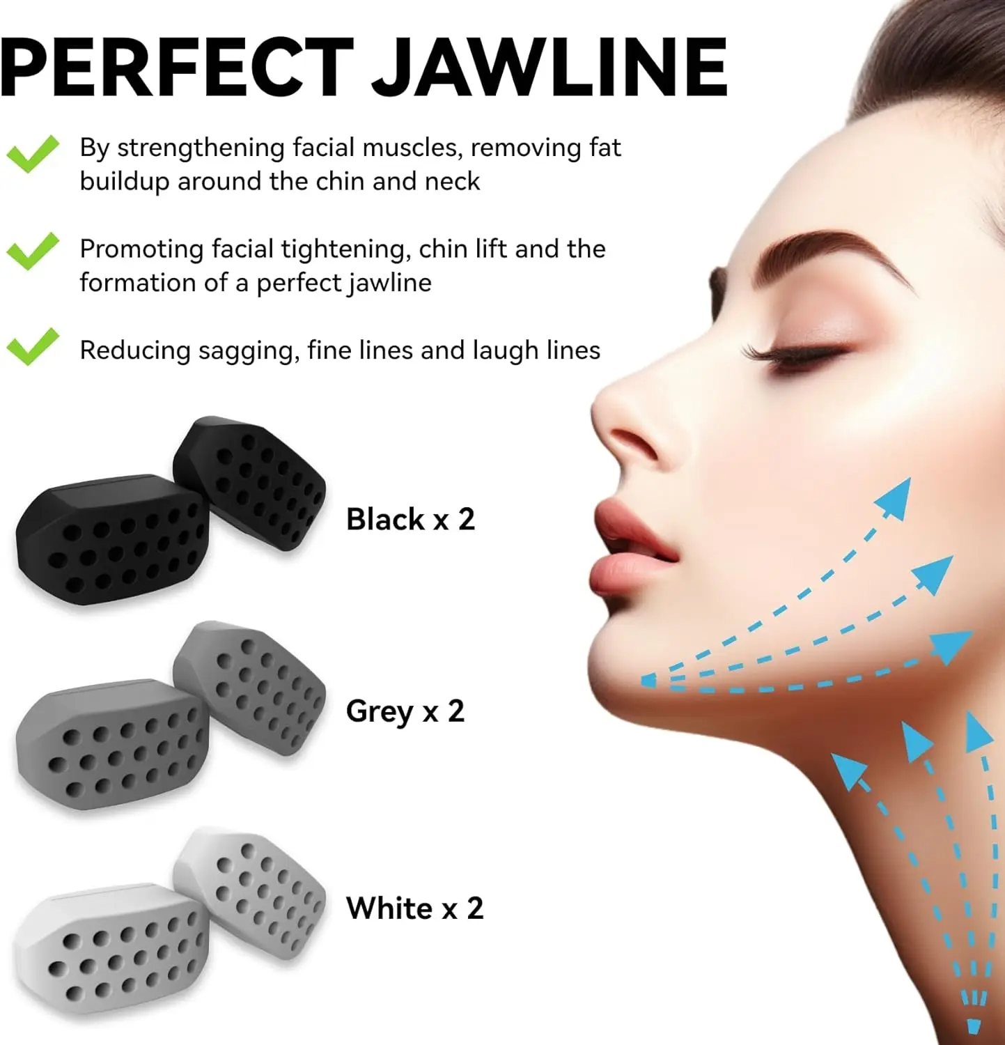 Jaw Exerciser Double Chin Reducer Jawline Exerciser Ball Neck Toning Jaw Face Mouth Exerciser Muscle Slimming Facial Fat Burner