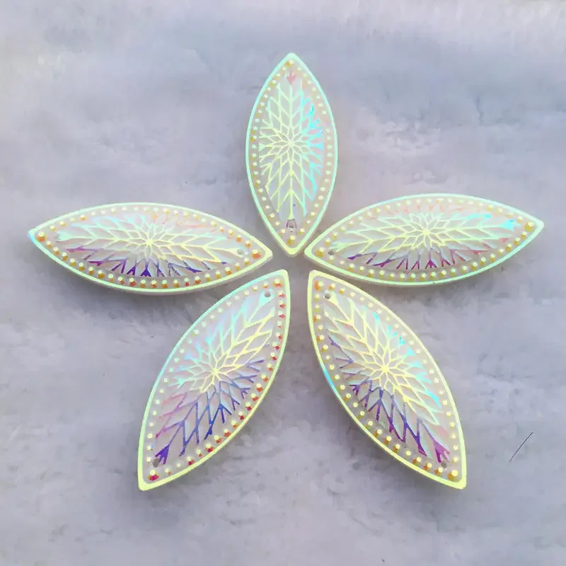 Wholesale 48pcs 20*50mm Horse eye Resin rhinestone trim flatback sewing 2 Hole costume Stone Crystal Strass -HA94