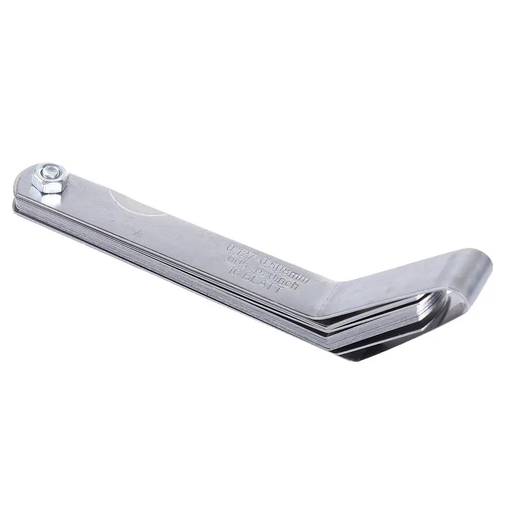 100mm Metric 0.05- 1.0mm Valve Offset Feeler Gauge 16 Blades Stainless Steel Feeler Gauge for Spark Plug Gap Valve Tappets