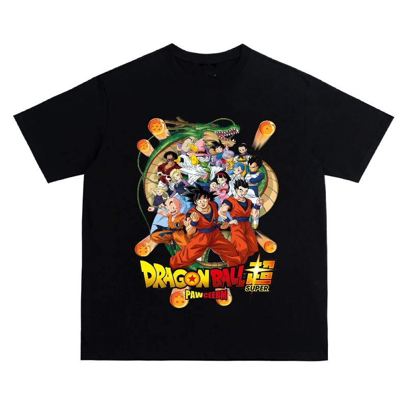 

Japanese Animation Dragon Ball Cartoon Printing Tide Brand Summer Cotton T-shirt Men's and Women's Loose Casual Tops