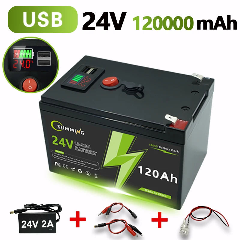 

LiFePO4 24V 4000+ Deep Cycles 18650 Lithium 120Ah Battery Built-in BMS,for UPS, Kayak Fish Finder, Solar Panel,Power Wheels
