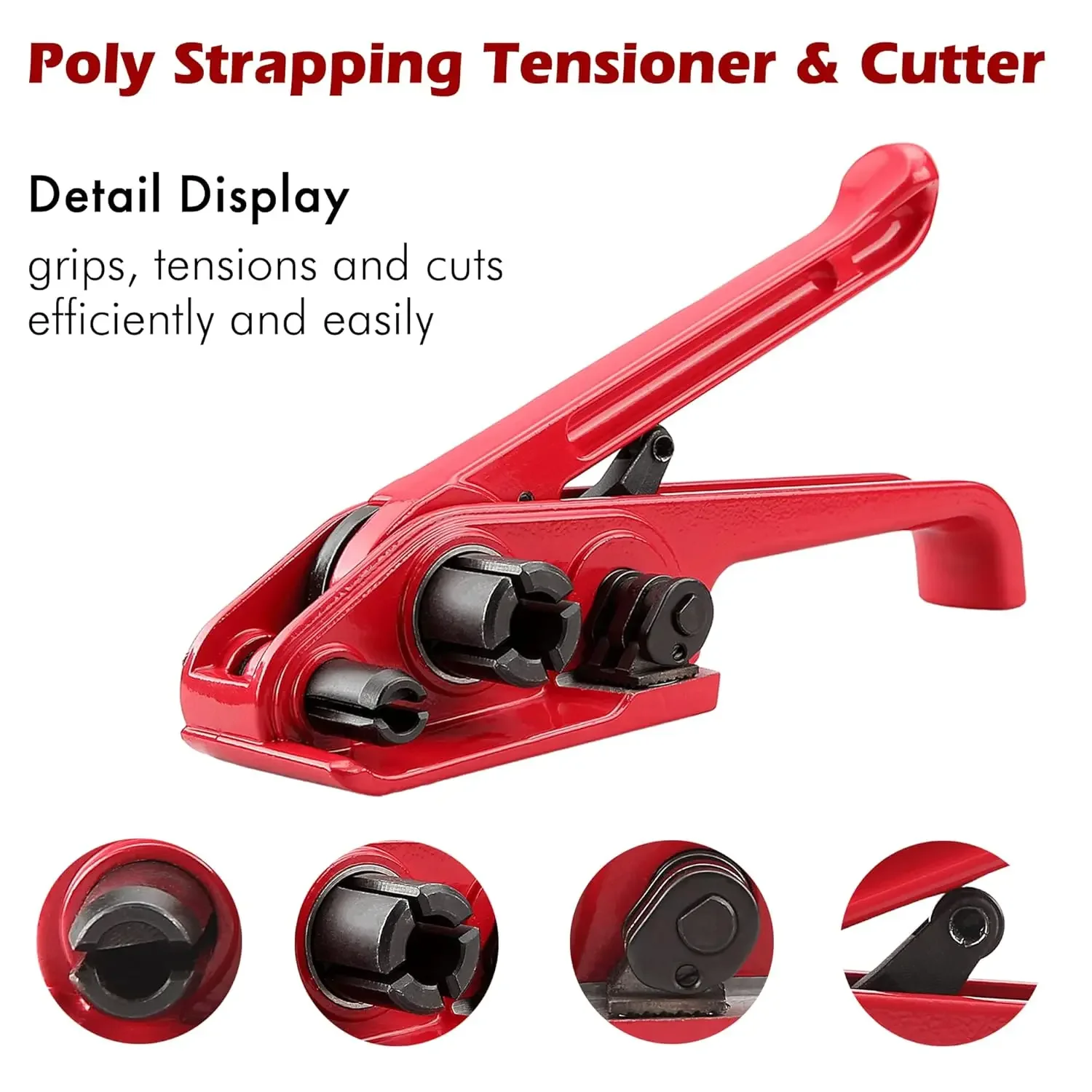 Poly Strapping Tensioner & Cutter Manual Banding Sealer Tools Set with PP Plastic Strapping Kit 4000" Length