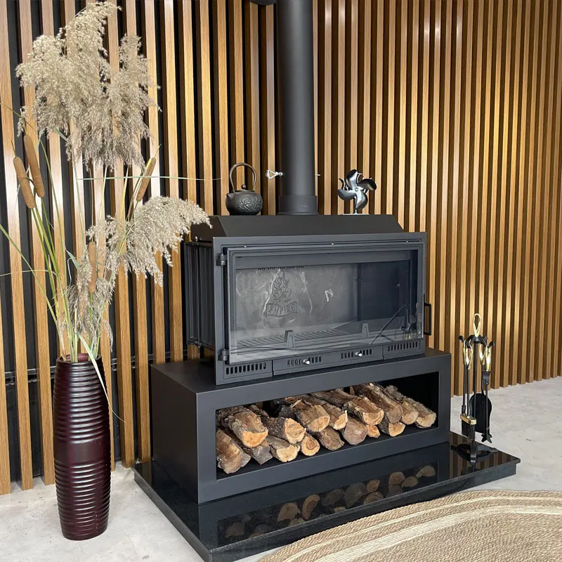 

ZHUWEI Customized Modern Indoor Villa Living Room Integrated True Fire Wood Burning Fireplace for Winter Heating