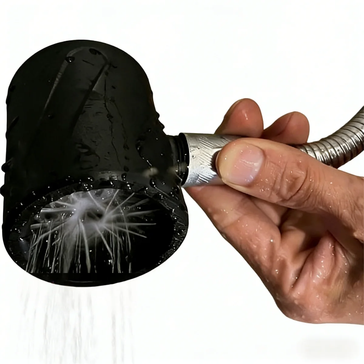 

High-pressure turbo showerhead with a 360-degree rotating rain shower system and ABS spiral bathroom fixtures, designed