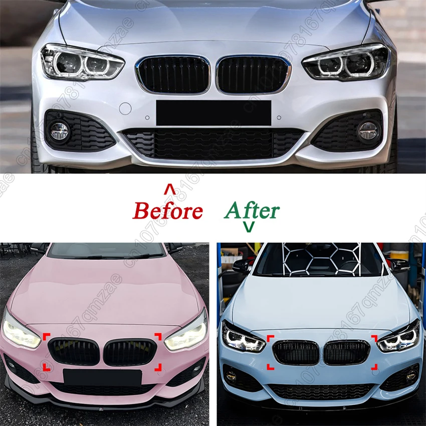 Gloss Black Racing Grills For BMW 1 Series F20 F21 120i LCI Facelift 2015-2019 Single / Double Line Style Kidney Grill Grille