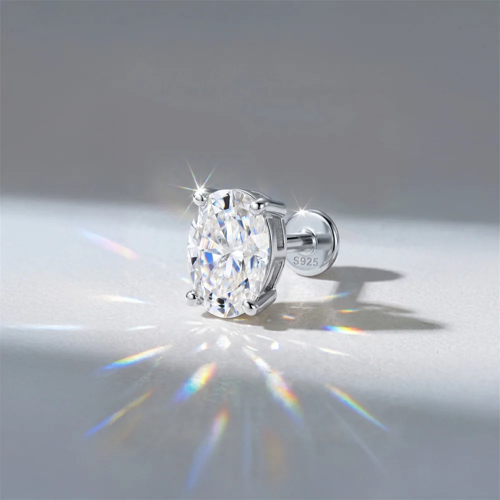 AIDE 925 Sterling Silber Klassischer Moissanit-Ohrstecker mit flacher Rückseite für Damen, 1 Karat, geometrische Form, Hochzeitsschmuck – Detail 34