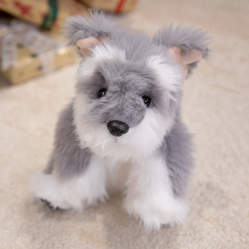 ตุ๊กตาสุนัขชเนาเซอร์น่ารัก ขนาด 30/45 ซม. ของเล่นตุ๊กตาสัตว์นุ่ม สีเทา หมอนสุนัข ของขวัญคริสต์มาส ตุ๊กตาสำหรับเด็กผู้หญิง ของขวัญน่ารัก