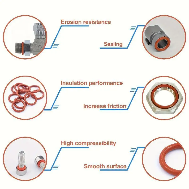 390-teiliges Silikon-O-Ring-Set, Nitrilkautschuk, öl- und hitzebeständig, Dichtungssortiment in Box, metrische O-Ringe für Auto- und Pipelineanwendungen – Detail 3
