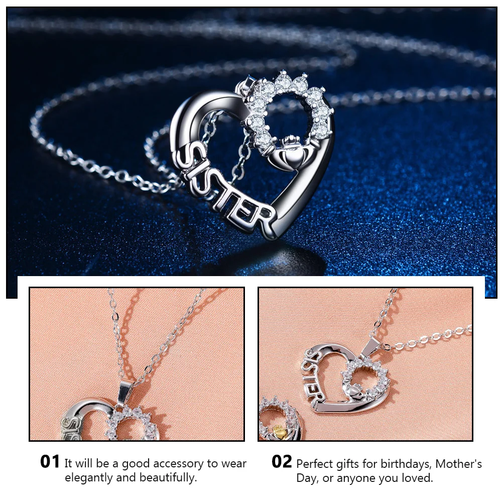 الحب القلب شقيقة قلادة أنيقة حساسة قلادة سلسلة الترقوة بسيطة سبيكة الرقبة مجوهرات هدية للنساء الإكسسوارات #5