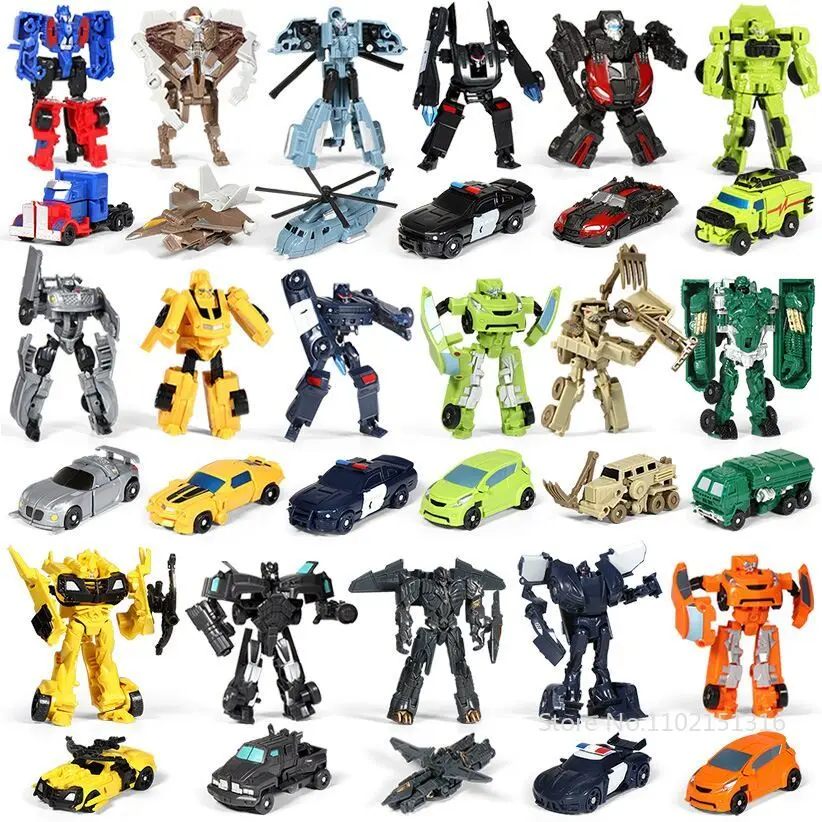 24Pcs Transformatie Mini Cars Kid Classic Robot Auto Speelgoed Actie & Toy Figures Plastic Vervorming Jongens Cadeaus Voor Kinderen