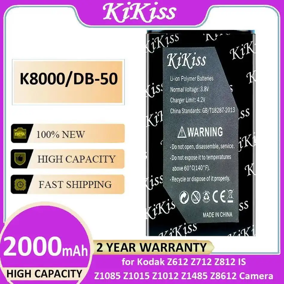 

For Kodak Z612 Z712 Z812 IS Z1085 Z1015 Z1012 Z1485 Z8612 Camera Battery 2000Mah K8000 DB-50 Lightweight