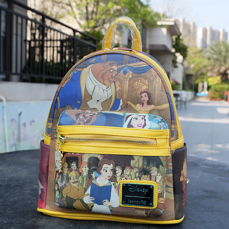 Mochila Disney X Loungefly La Bella y la Bestia, mini mochila estampada, regalo de moda para los fanáticos de Disney, para viajes diarios y uso diario