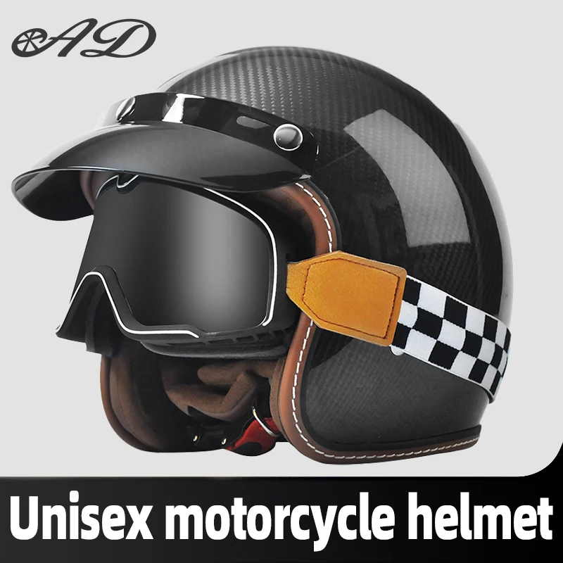 Retro semi-open motorcycle helmet cross-country motorcycle accessories motorcycle helmet 3/4 retro helmet in winter