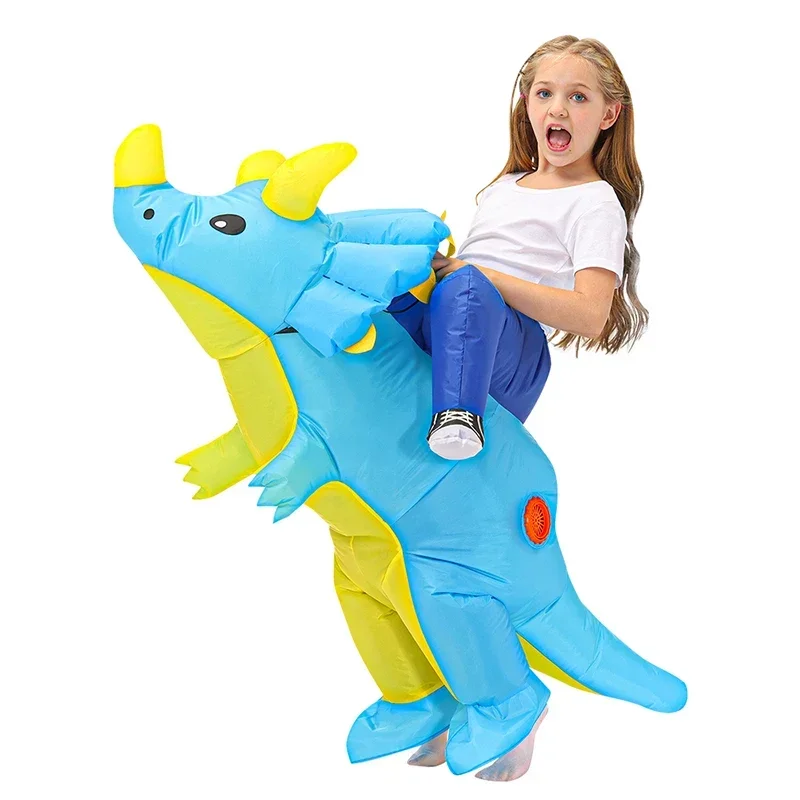 Riding Stereo Dinosaur Inflatable Costume Creative Halloween Cosplay Props for Carnival Masquerade Parties