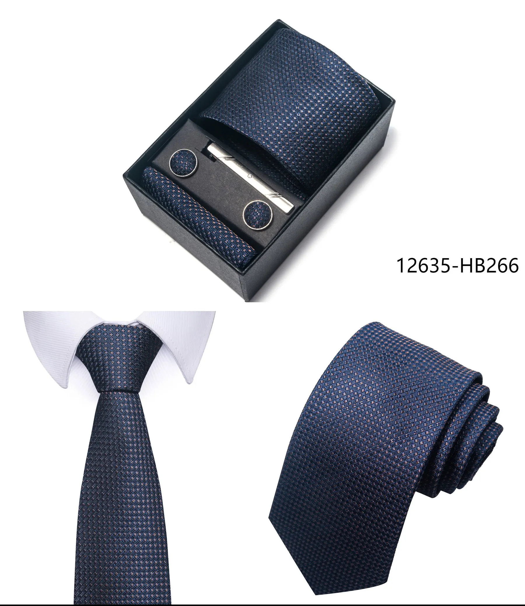 High Grade Holiday Gift Box Brand 8 cm Blue Paisley Tie Handkerchief Cufflink Set Men Necktie Clothing Accessories Birthday Gift