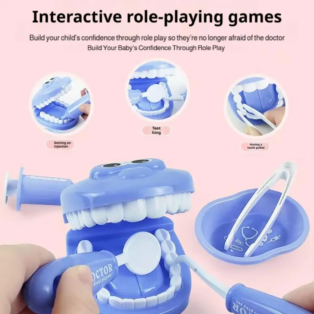 Kids Dentist Toy Kit Simulation Doctor Pretend Play Set Baby Dental Hygiene Habit Cultivation Role Playing Game Educational Gift
