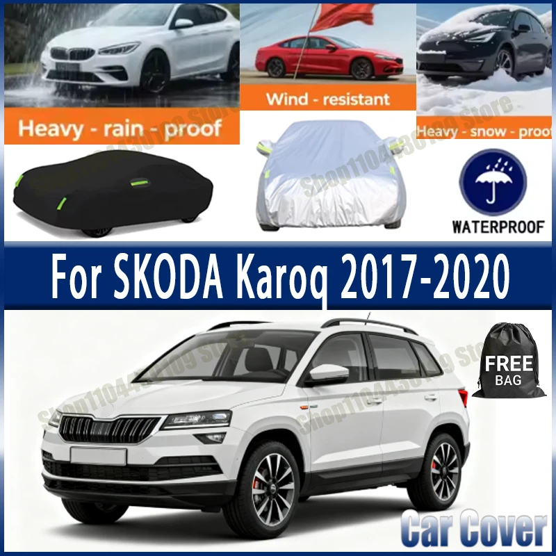

For SKODA Karoq 2017-2020 Car Cover Waterproof UV Protection All Weather Dustproof Snow Rain Cover 190T Polyester