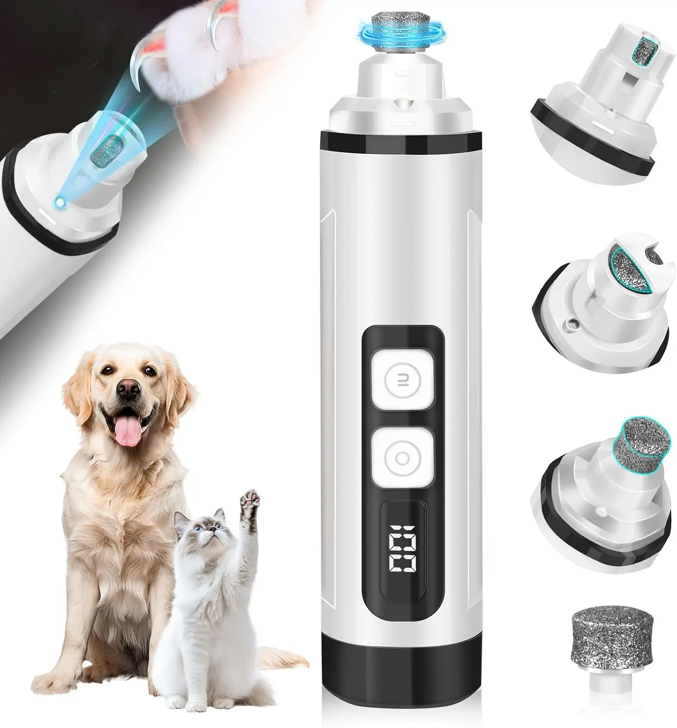 

Electric Dog Nail Grinder with Light, 3 Speeds Quiet Painless Trimmer for Small Medium Large Dogs Cats
