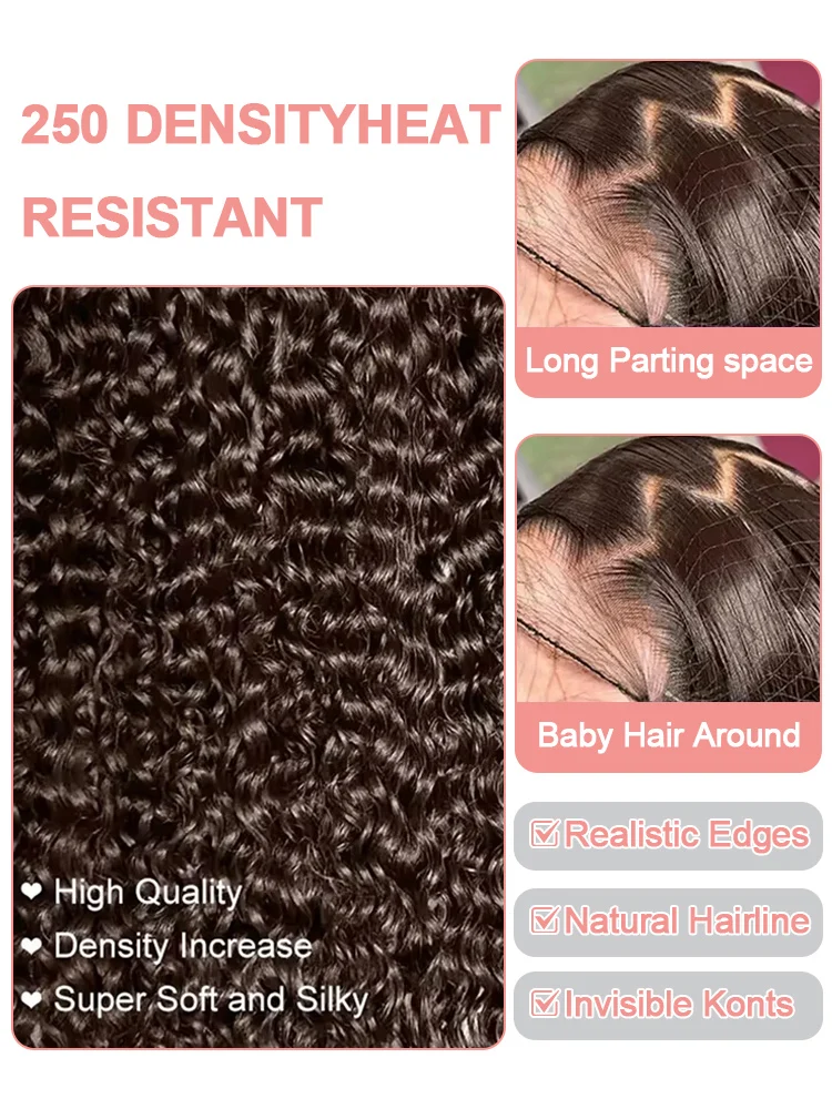 30 40 بوصة الشوكولاته البني 13x6 شعر بشري مجعد الدانتيل الباروكات الأمامية 13x4 موجة عميقة شعر مستعار ملون للنساء 250% الكثافة قبل قطعها #5