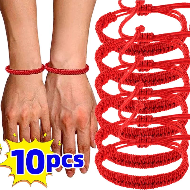 Couple Bracelet Lucky Red Thread Bracelet Tibetan Buddhist Adjustable Handwoven Braided Rope Knots Bracelets Jewelry Wristbands