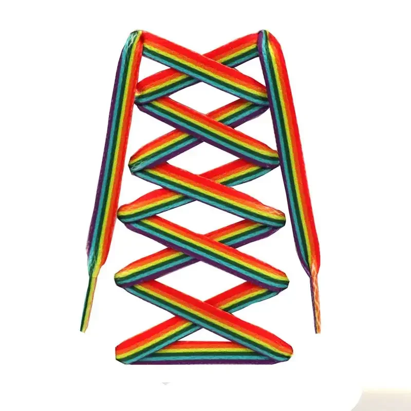 Neue flache Regenbogen-Schnürsenkel für Sneaker, bunte Schnürsenkel, farbverlaufene Schnürsenkel für Canvas-Schuhe, Schnürsenkel für Tennis, Damen und Herren – Detail 17