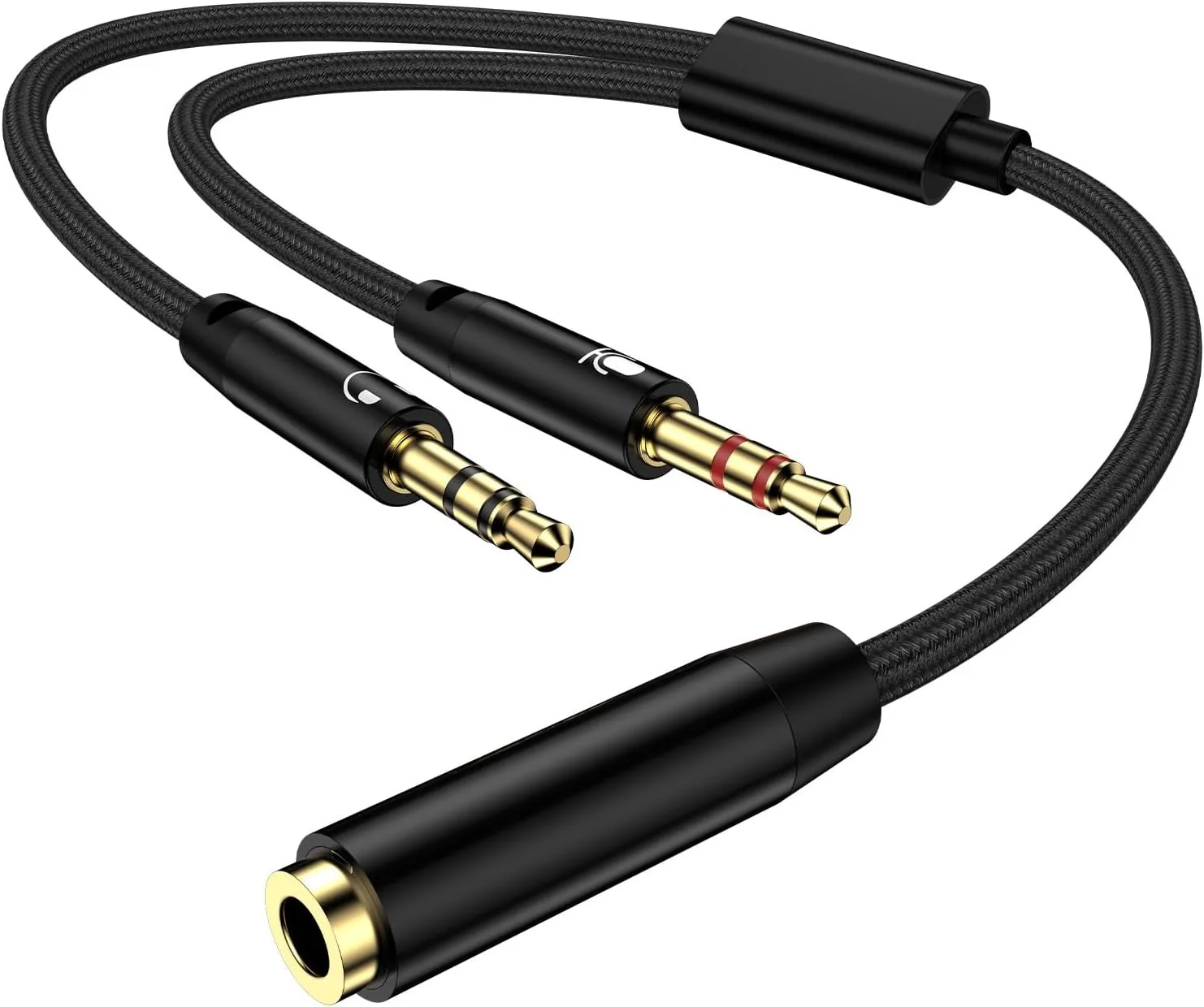 3.5mm Headphone Mic Splitter 1 Female to 2 Male Audio Adapter Cable for PC Gaming Headset Laptop Computer Speaker & TRRS Devices