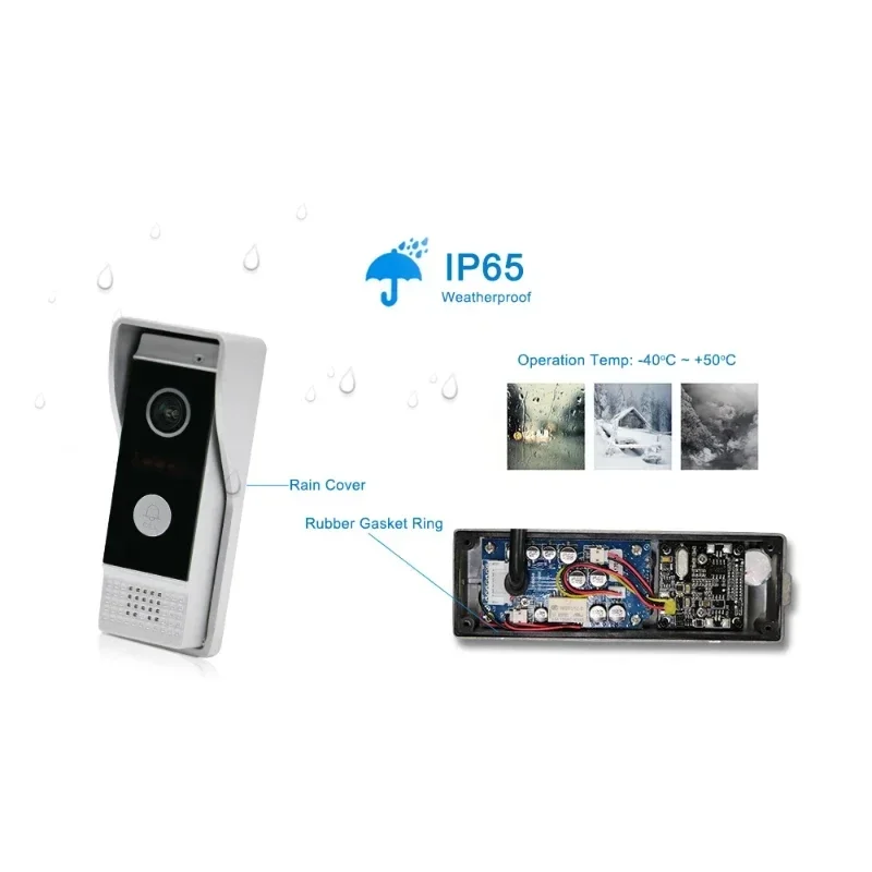 Bcomtech Wasserdichter 7-Zoll-Innenmonitor TCP/IP-Video-Türsprechanlage SIP-Videokamera Intercom Lock Drahtloses Gegensprechanlage