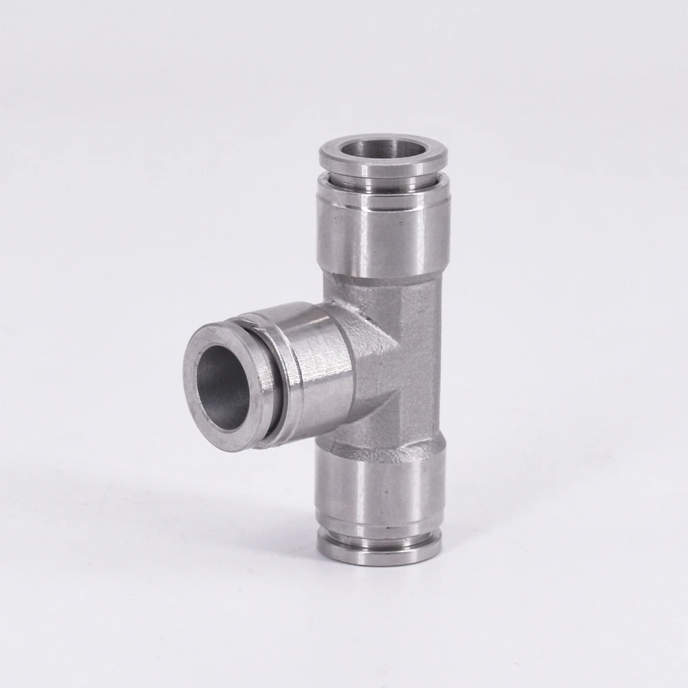 4 6 8 10 12 14 16mm Tee 3 Way Spliter Pneumatic 304 Stainless Steel Push In Quick Connector Release Air Fitting Homebrew