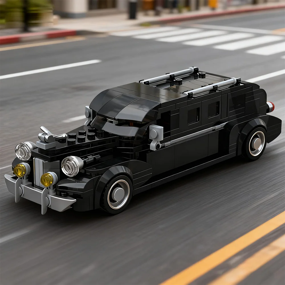 

MOC The Addams Family Car Building Set Wednesday Comedy TV Black Vintage Sedan Brick Toy Adult Gift