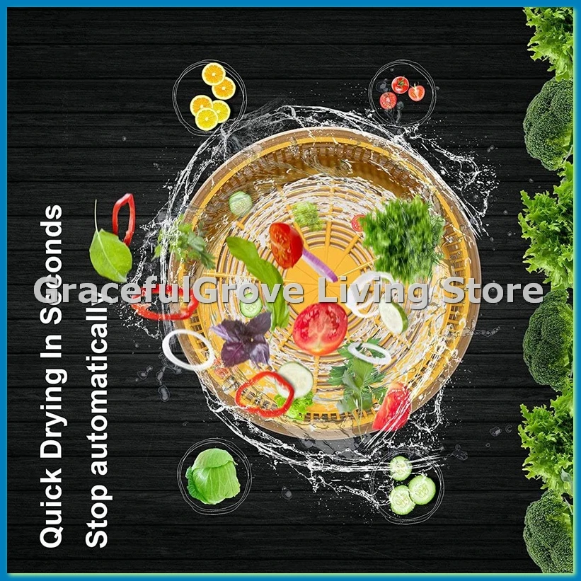 Electric Salad Spinner - Lettuce Vegetable Dryer, USB Rechargeable, Quick Drying Lettuce Fruit Spinner with Bowl-ROWI