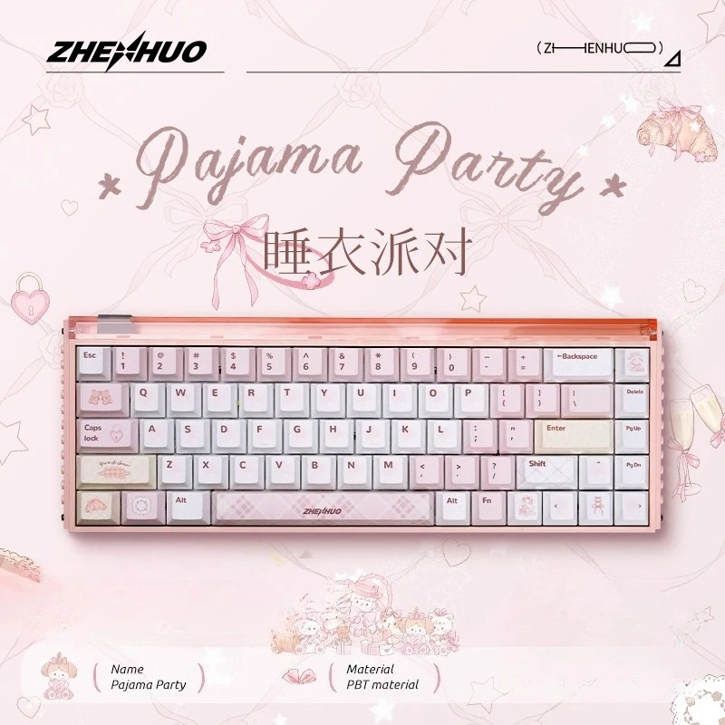 

Pajama Party Theme Keycaps Set PBT Cherry Profile Custom Original Handmade Keycaps for Mechanical Keyboard Accessories Gift DIY