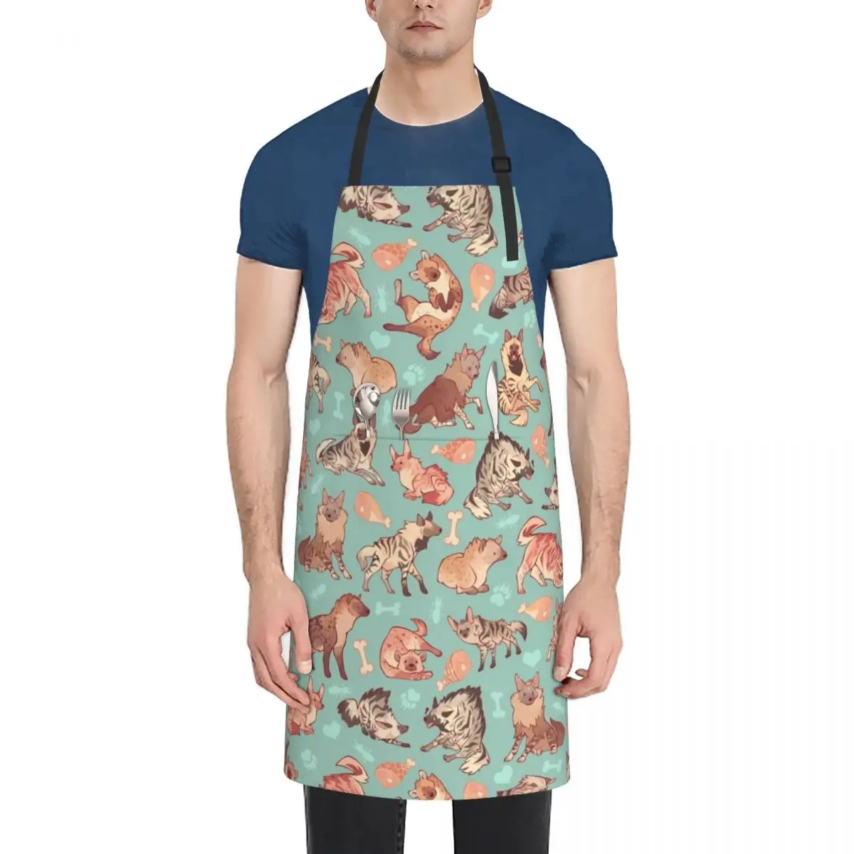 

Hyenas in minty Apron kitchen gadgets cleanings kindergarten teacher Apron