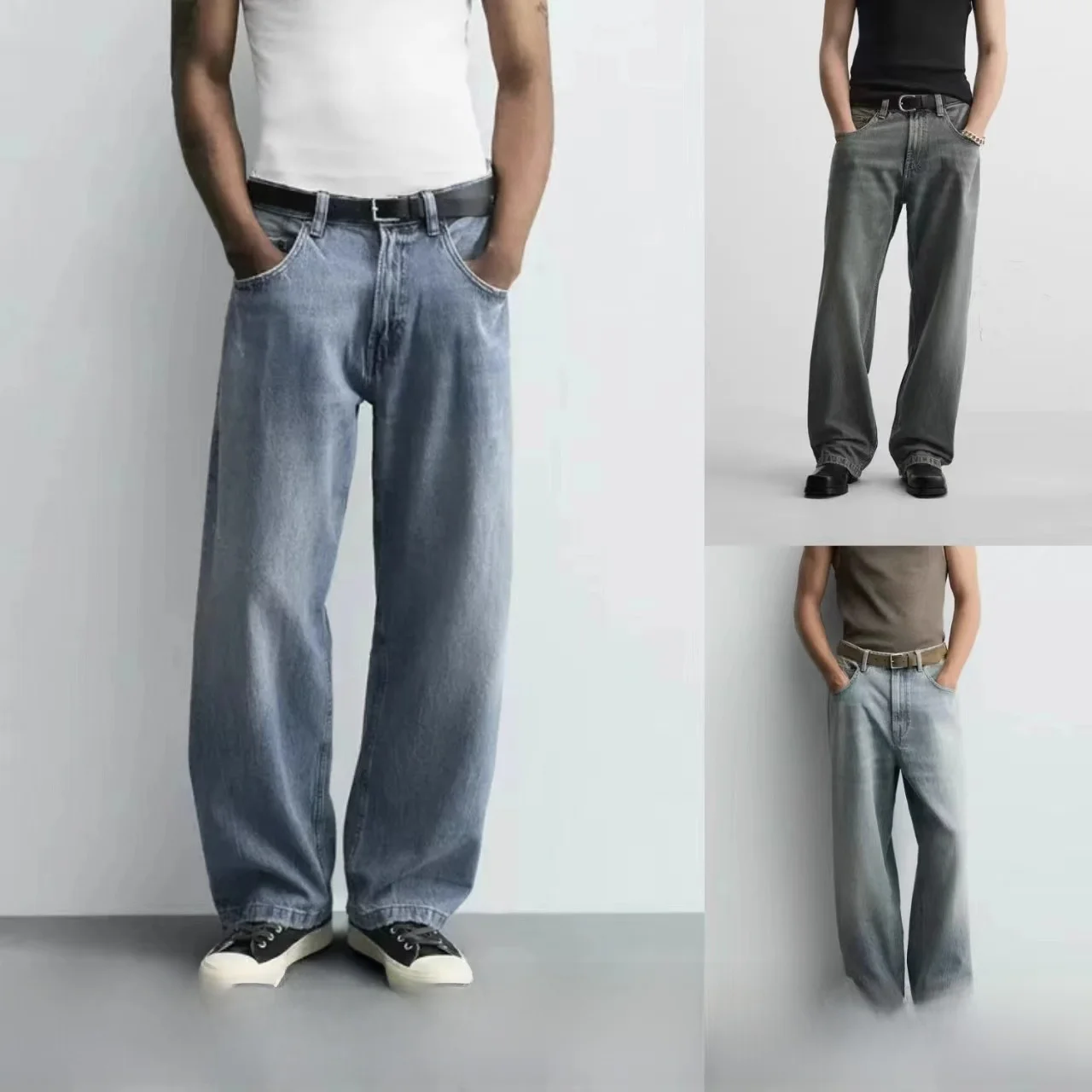 

Loose Fit American Sle Waed Denim Casual Pants for Men Straight Leg Multi Color Selection Comfortable Cotton Trousers