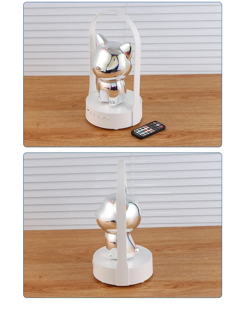 Lámpara de mesa de cristal recargable por USB para escritorio, fuegos artificiales 3d, luz nocturna luminosa para perro, decoración de mesita de noche